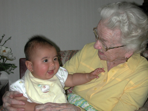 Maya and Granmary entertain each other